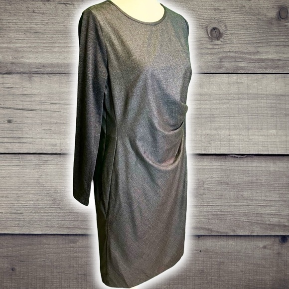 Max Mara Dark Charcoal Gray ‘Ragazza’ Jersey Knit Sleeve Pure Wool Dress Size 8 - Picture 13 of 16
